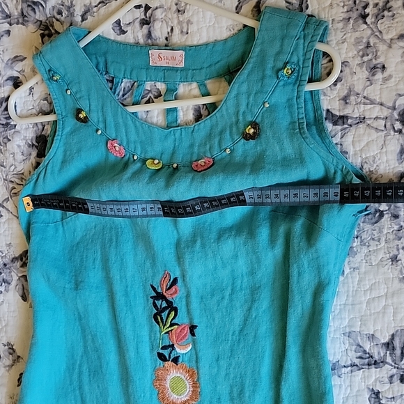 Women's natural linen dress with embroidery size S - Picture 13 of 14